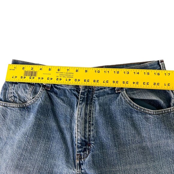 Phat Farm Bermuda Shorts Mens 34 Blue Denim Pockets High Rise Distressed - Picture 5 of 14